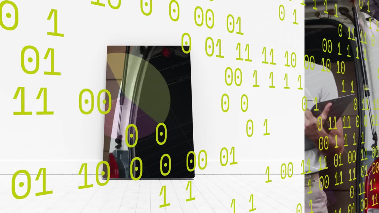 자동차  ⁇ 에 있는 배달사에 대한 데이터 처리 애니메이션