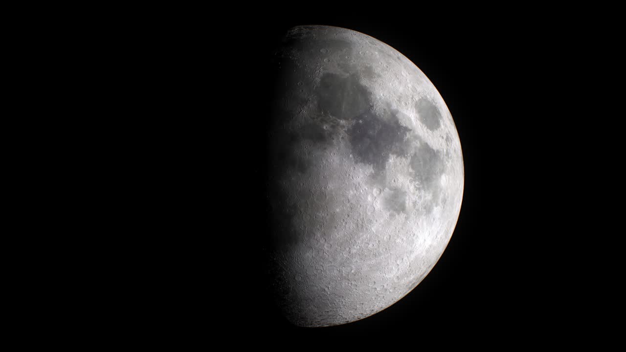 Beautiful Lunar Cycle Seamless. The Moon Phases Changing. Illuminated by the Sun Realistic Looped 3d Animation. Scientific Astronomy Concept.