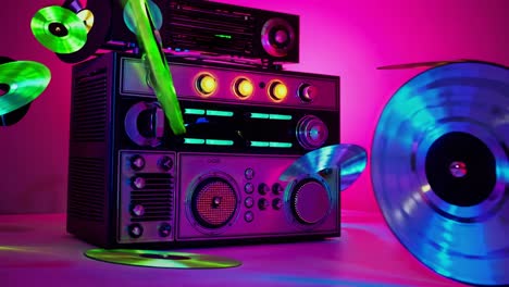 neon retro vinyl record player