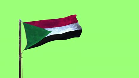 waving flag of sudan for veterans day on green screen, isolated