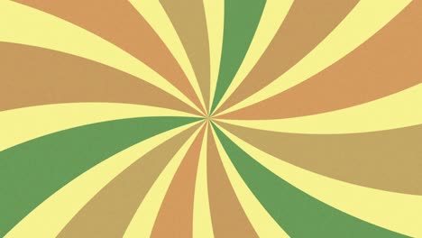 Abstract-animated-background-with-spinning-brown-and-green-curved-stripes-on-yellow-background