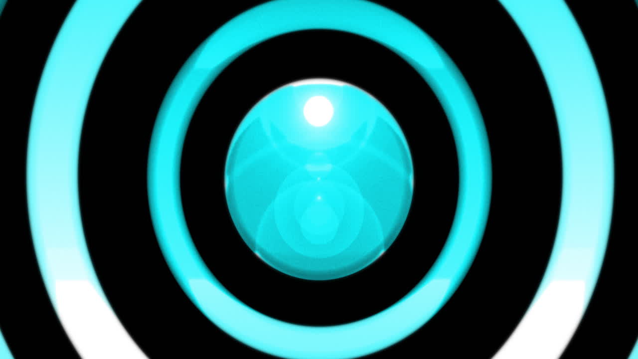 múltiples círculos de neón girando y moviéndose contra un fondo cambiante