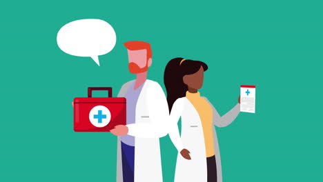 doctors professionals couple medical animation