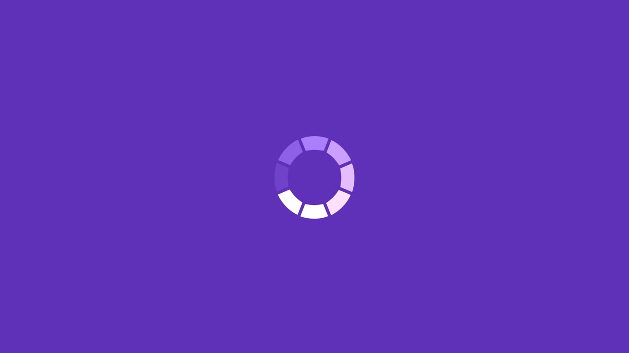 Animation of loading digital interface circle flashing on purple background