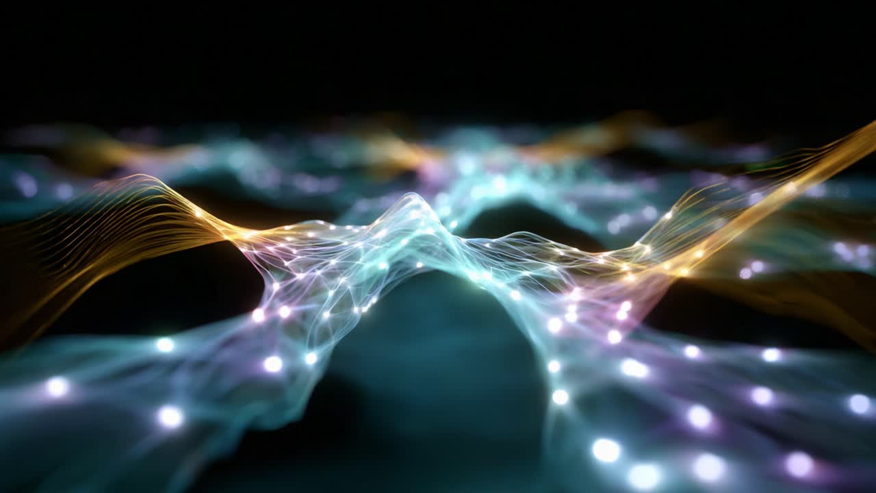 An Ethereal Display of Colorful Light Waves Dancing Across a Dark Background, Illustrating the Beauty of Digital Art and the Melding of Technology with Creativity in a Visually Captivating Scene
