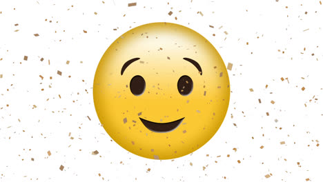 digital animation of confetti falling over winking face emoji against white background