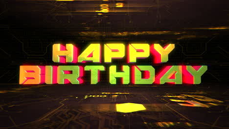 feliz cumpleaños con placa base y elementos hud