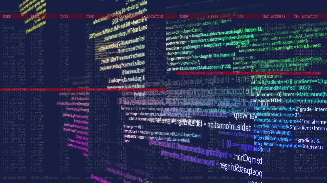 animazione dell'interfaccia con l'elaborazione dei dati su sfondo blu