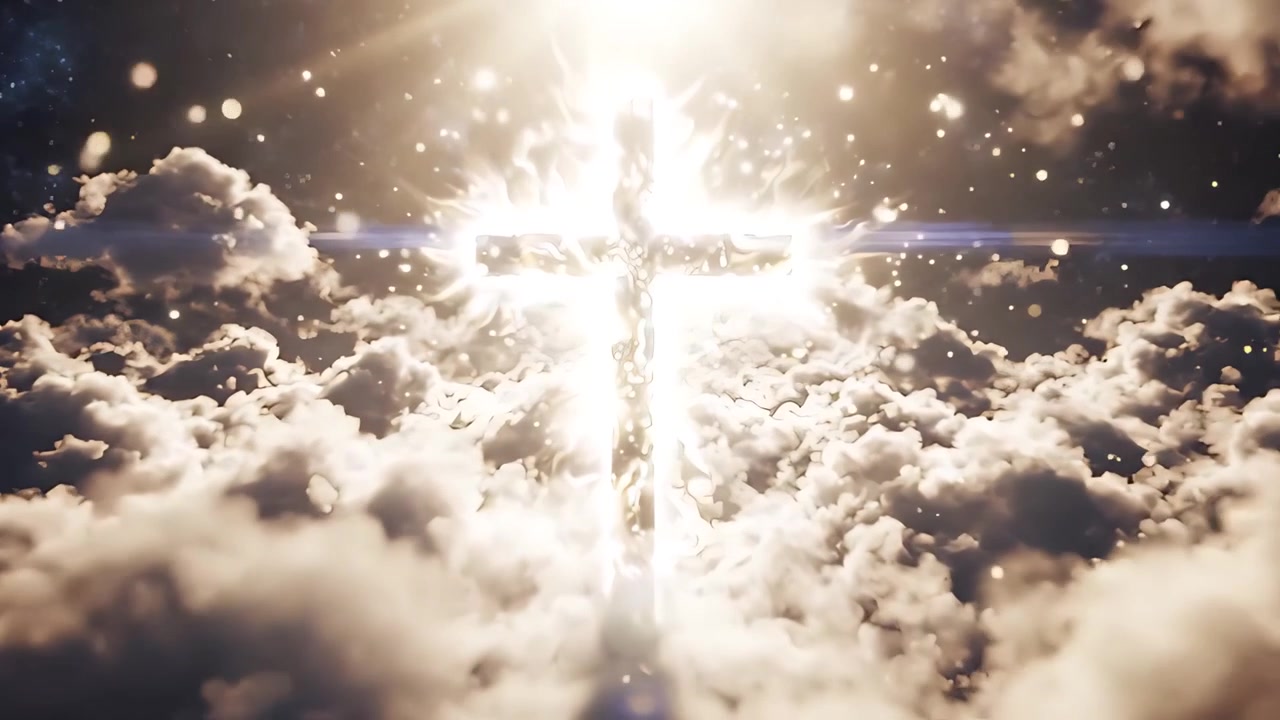 キリスト教の十字架 天国の光 礼拝背景 4K