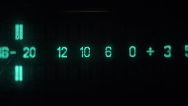 Audio signal levels monitoring audio console on classic sound amplifier