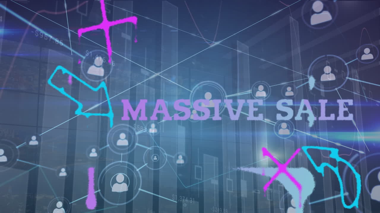 화살표, 십자가, 그래프 및 연결을 통해 판매의 애니메이션