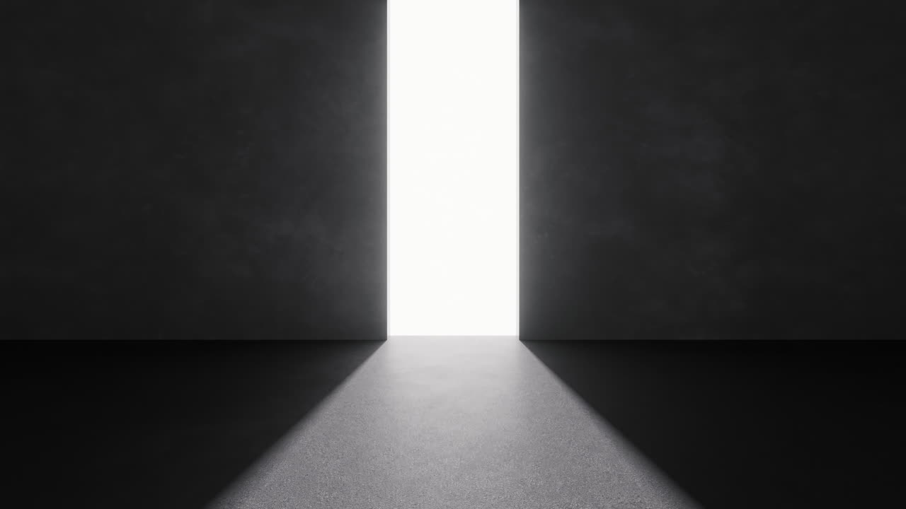 어두운 방의 문을 열어 3d 렌더링