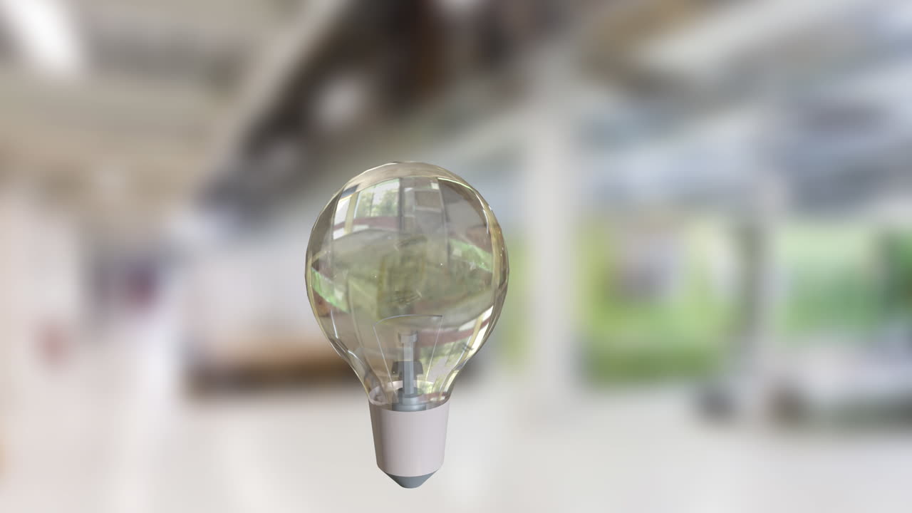 내부 배경 위에 회전하는 전구의 애니메이션