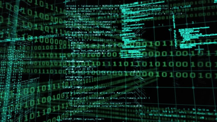 Animation of scientists screen with data processing