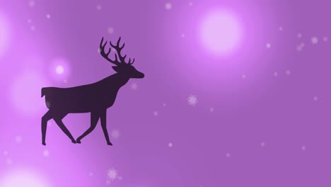 Digital-animation-of-black-silhouette-of-reindeer-walking-against-spots-of-light