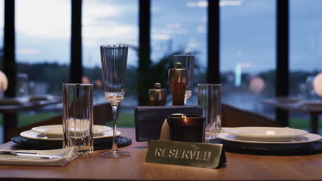 reserved restaurant table empty in luxury design bar cafeteria. dinner concept.