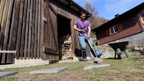 Digging-up-garden-lawn-grass-a-sustainable-eco-farm