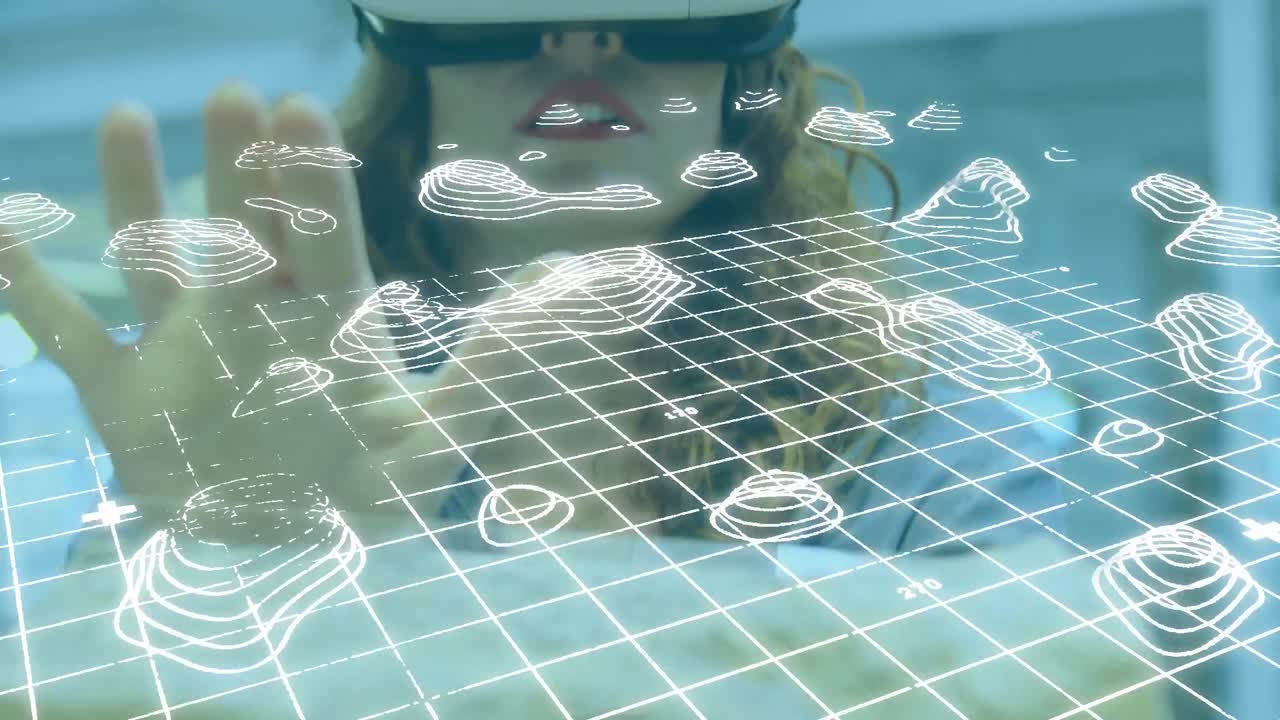 가상 현실 헤드 ⁇ 을 사용하는 여성의 3d 지도