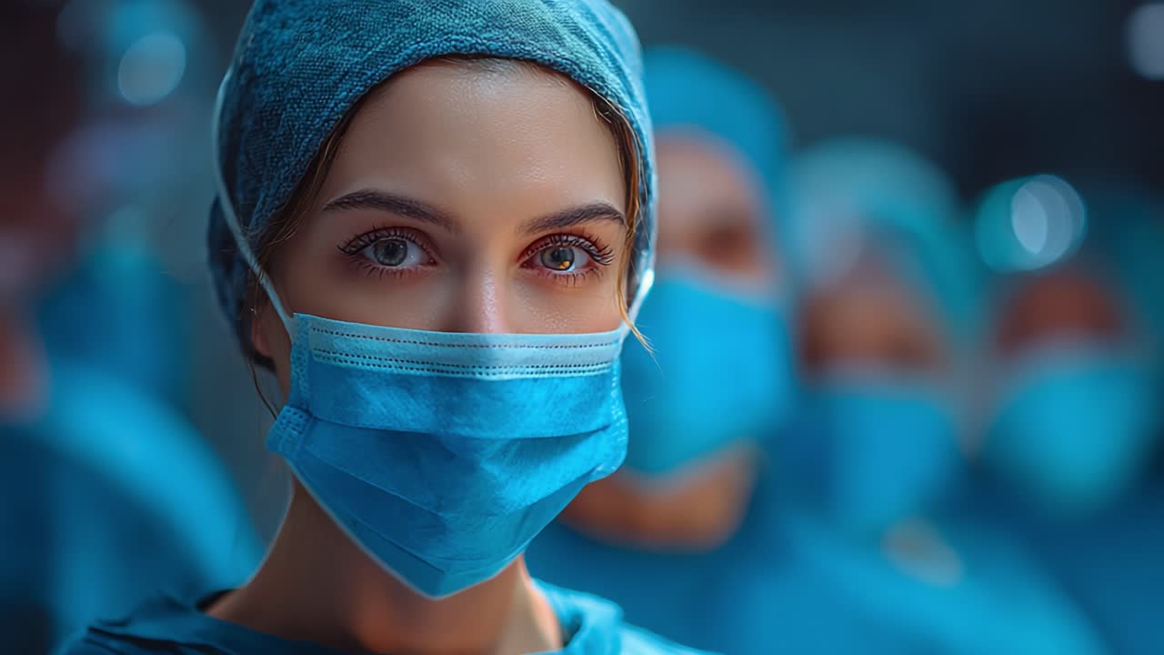A Series of Medical Professionals in Surgical Attire, Showcasing Focused Teamwork and Preparation for a Critical Procedure Amidst an Operating Room Environment