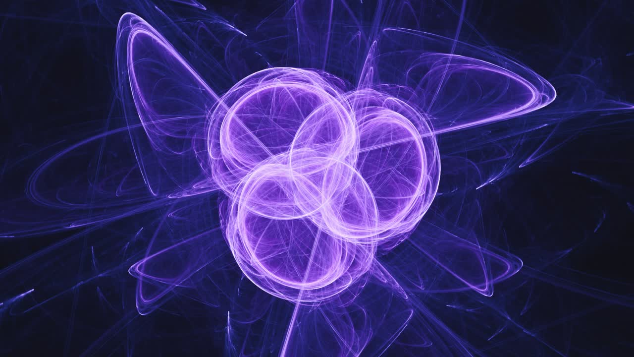 patrón de nudos celtas entrelazados núcleo fractal célula girando y evolucionando - bola de energía eléctrica en bucle sin costuras
