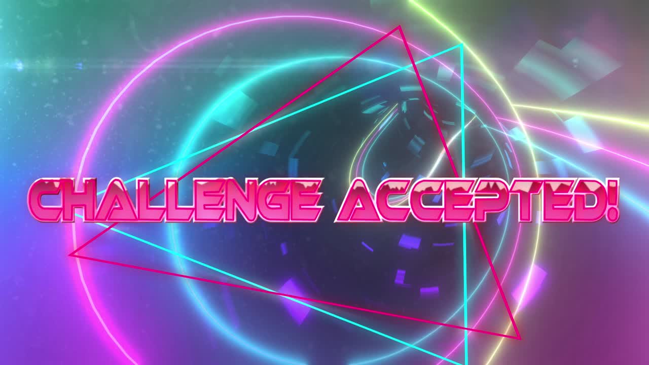 움직이는 디지털 터널을 통해 도전 받아들여진 텍스트의 애니메이션