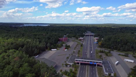 aerial view of a german highway interchange and surrounding forest