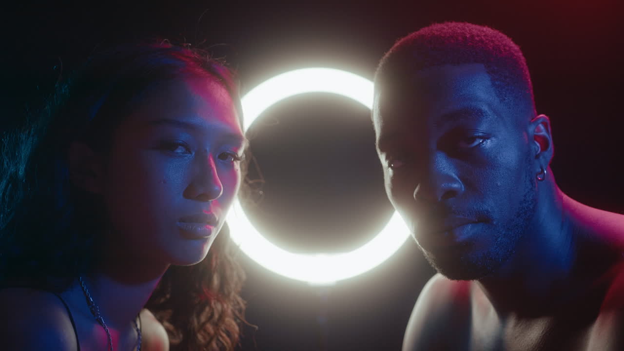 Neon Portrait of Young Couple