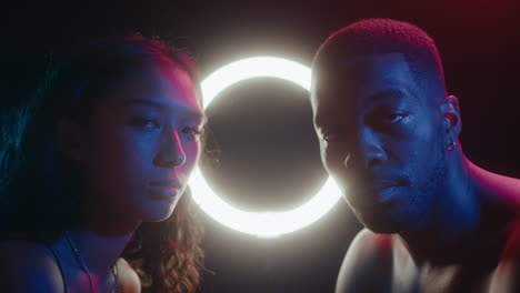 neon portrait of young couple