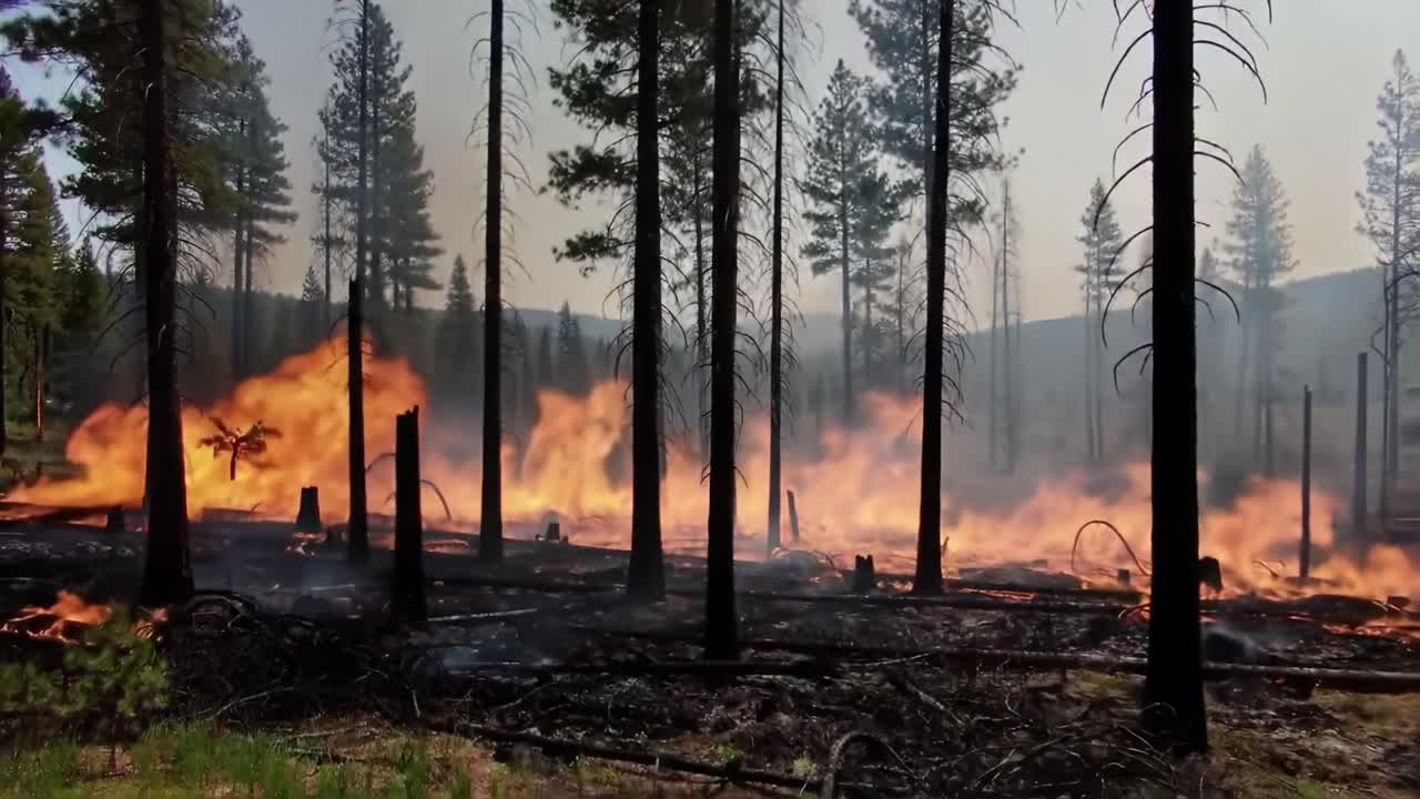 Forest Fire Consumes Trees in National Park During Summer Season Showcasing Nature's Destructive Power