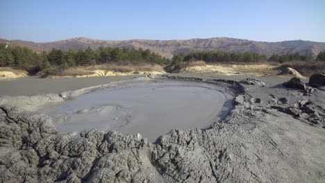 interesting view mud volcano bubble boiling