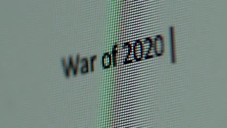 macro guerra de veinte veinte palabras escribiendo en la pantalla de un ordenador un primerísimo plano