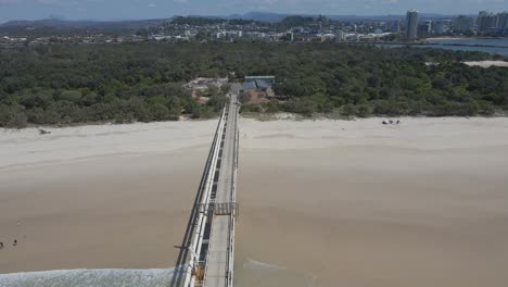 aerial view of tweed sand bypass and letitia beach on a sunny day - fingal head, nsw, australia