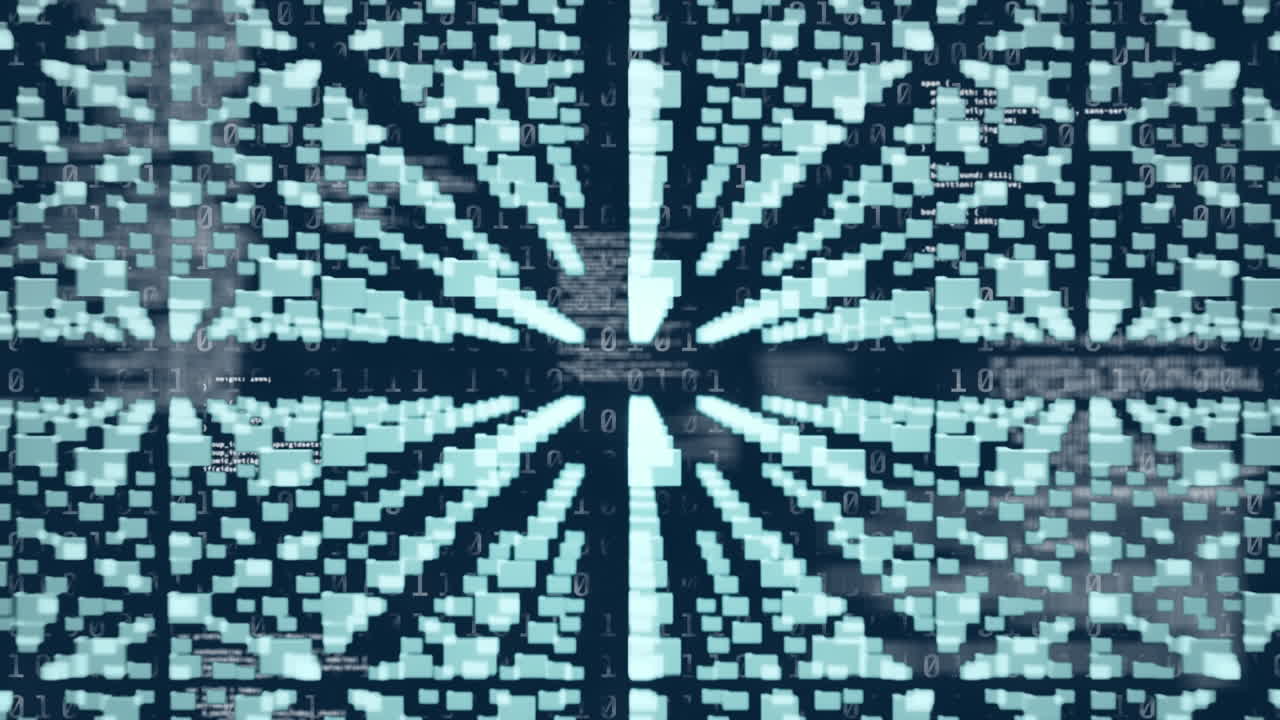 Animation of digital interface online security padlock and binary coding