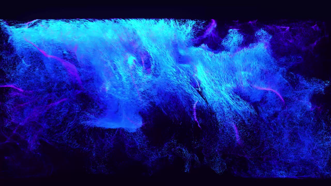 composición de año nuevo con luma matte como canal alfa, efecto de tinta. las partículas de brillo de colores se emiten bajo el agua y giran como tinta en el agua. fondo azul festivo.