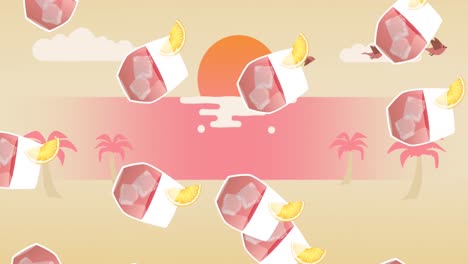 animation of drinks over sea and sun