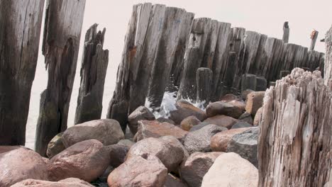 Ruined-old-bridge,-Baltic-sea,-Lithuania