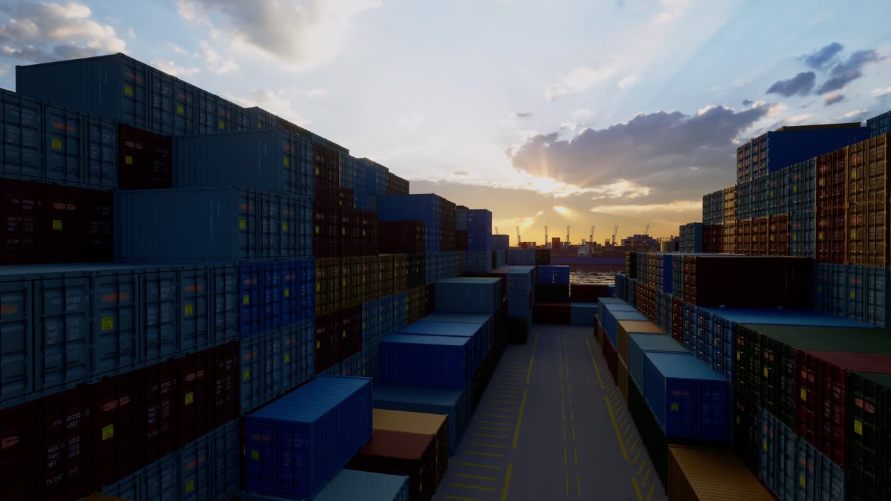 Containers In The Port, Shipping And Transportation Concept
