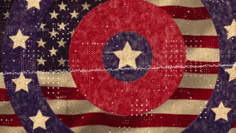 animación de las estrellas de la bandera estadounidense y coloreadas en círculos
