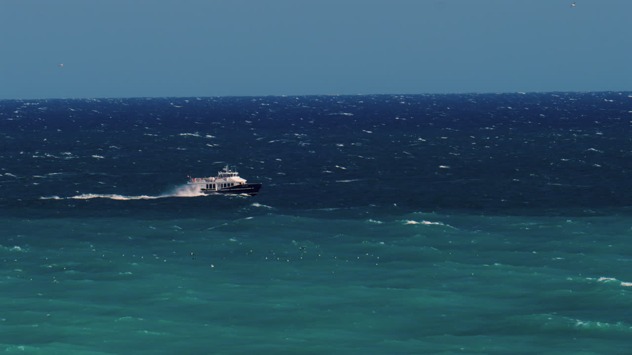 Boat moving on the water, near the coast of Nice, France