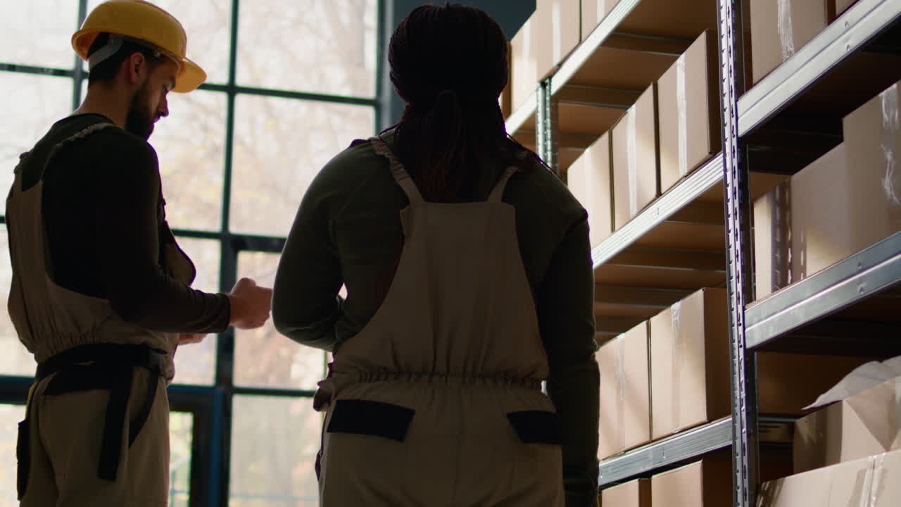 trabajadores del almacén comprobando el inventario