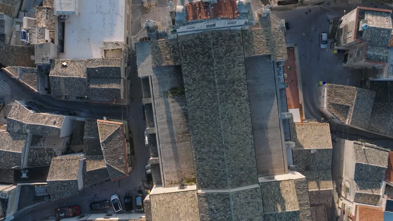 모디카 알타  디 노토 (sicily) 의 공중 풍경, 바로크 양식의 오래된 도시, 교회 지붕, 이탈리아 남쪽