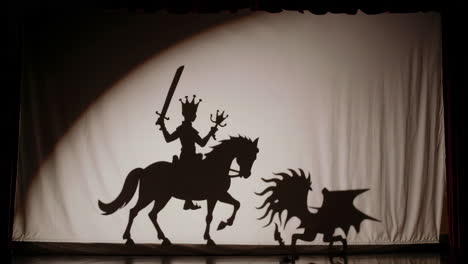 shadow puppet show: knight and dragon encounter