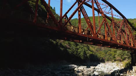 clear sunny day over mukugawa at the takedao railway hike, japan