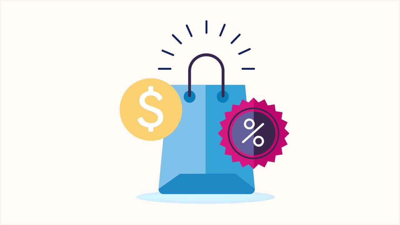 bolsa de compras con descuento y dinero