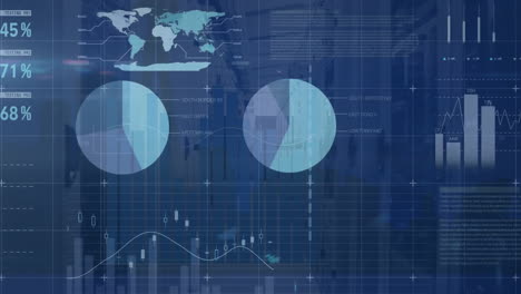 animación del procesamiento de datos financieros a través de la sala de servidores