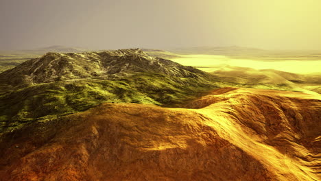mountain landscape at sunset with contrasting colors and textures