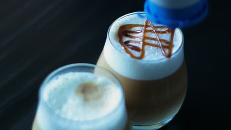 Latte-Macchiato-with-milk--and-caramel-coffee