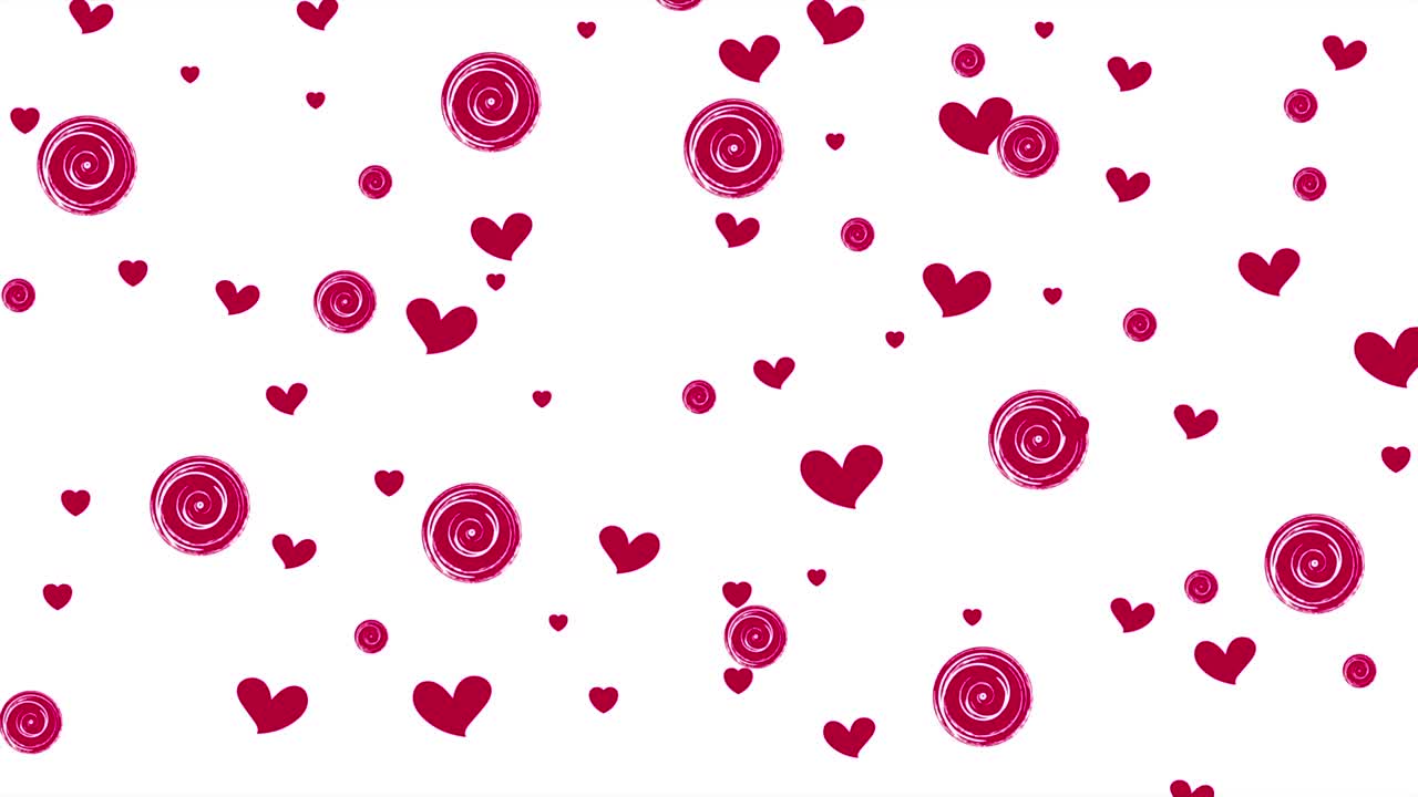 Pink purple hearts and circles on white background