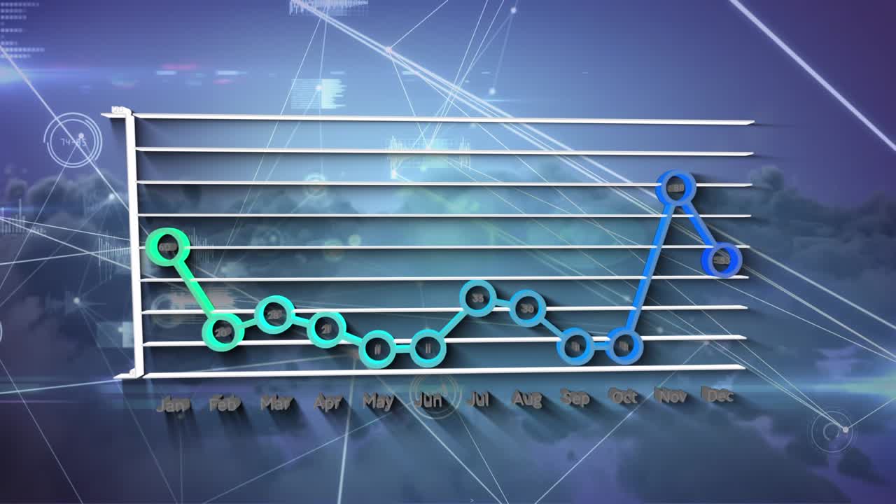 Animation of network of connections over register card and data processing