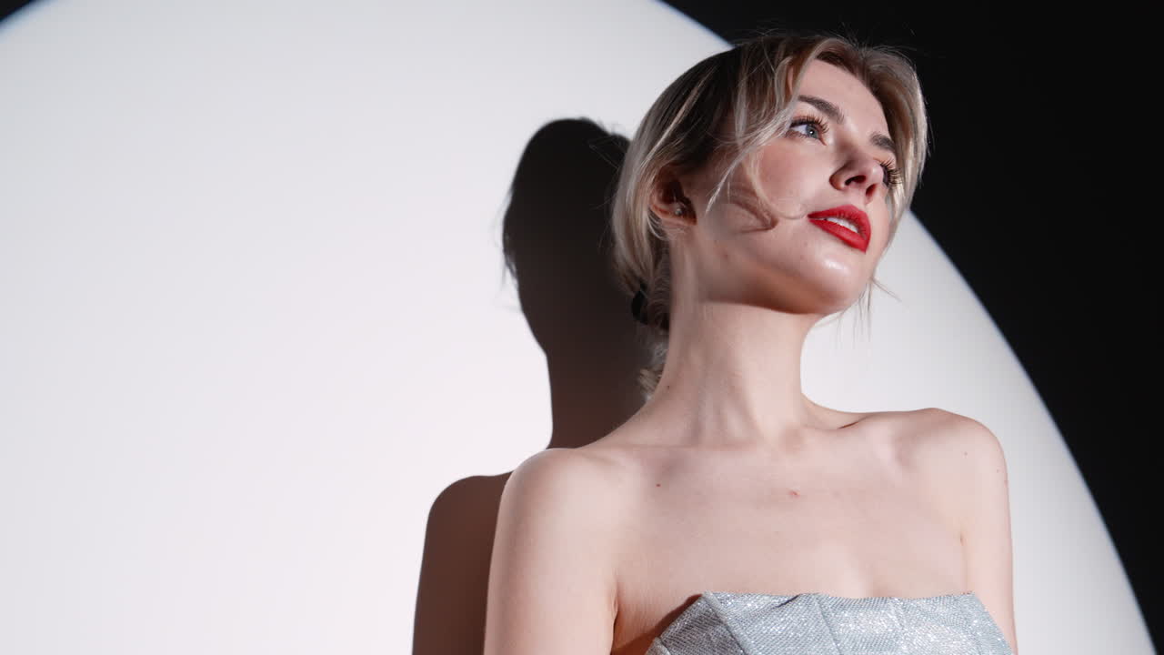 스포트라이트의 우아한 여성